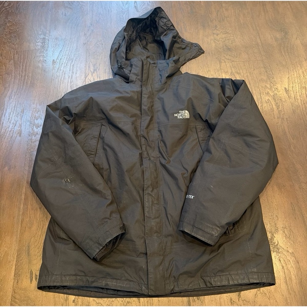 The North Face Gore-Tex Men's XL Black Hooded Waterproof Jacket Shell Coat